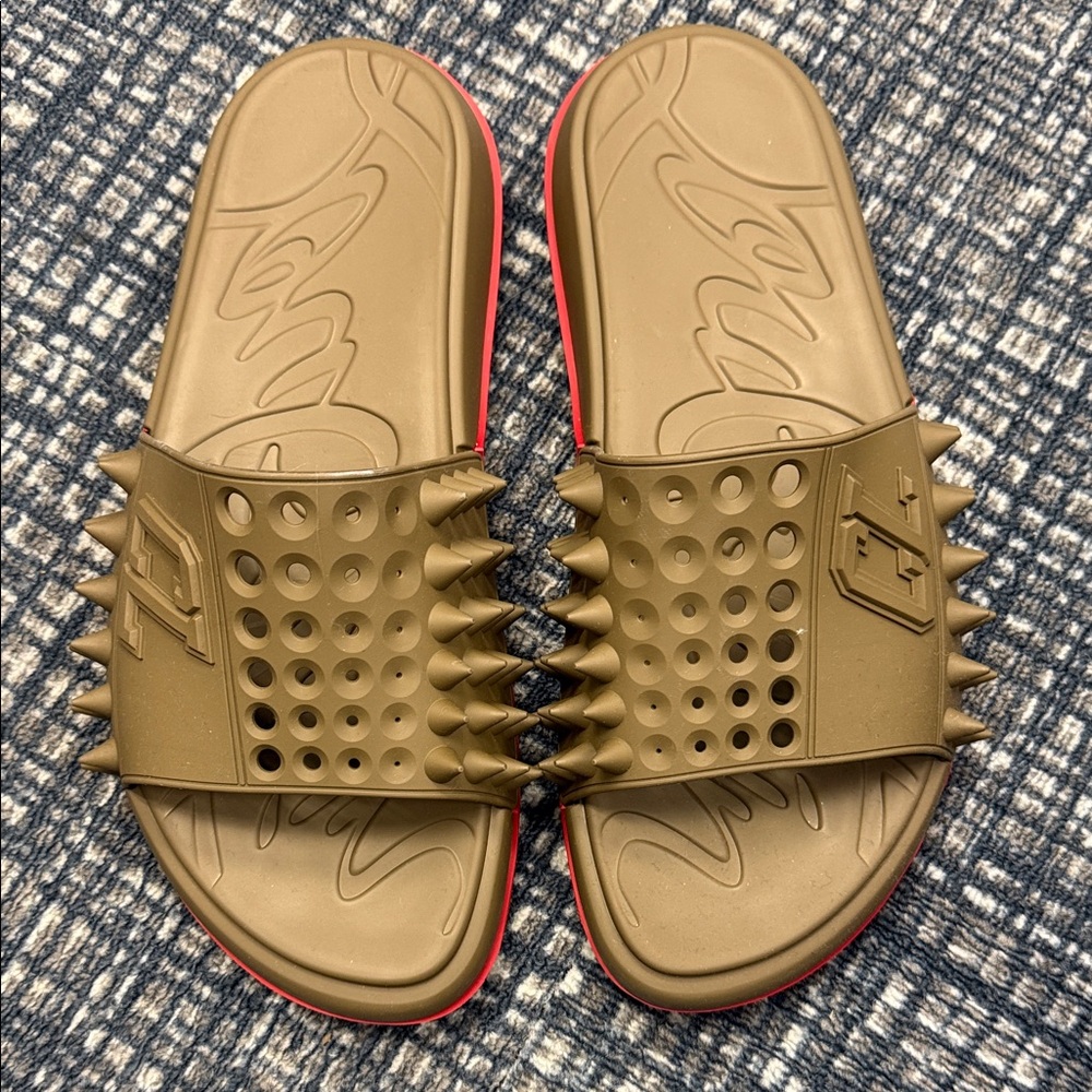 Authentic Christian Louboutin Men’s Spiked Slide Sandals Size 11